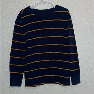Navy Sweater long sleeve tee with Yellow Stripes